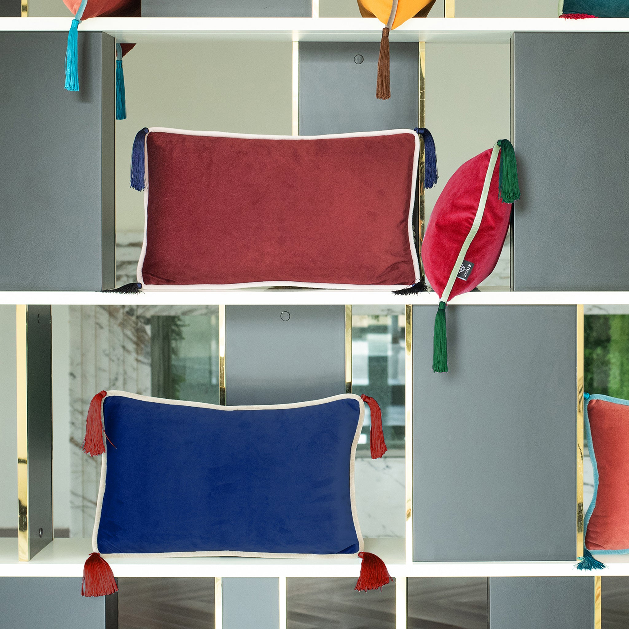 Navy Blue Velvet Rectangular Cushion