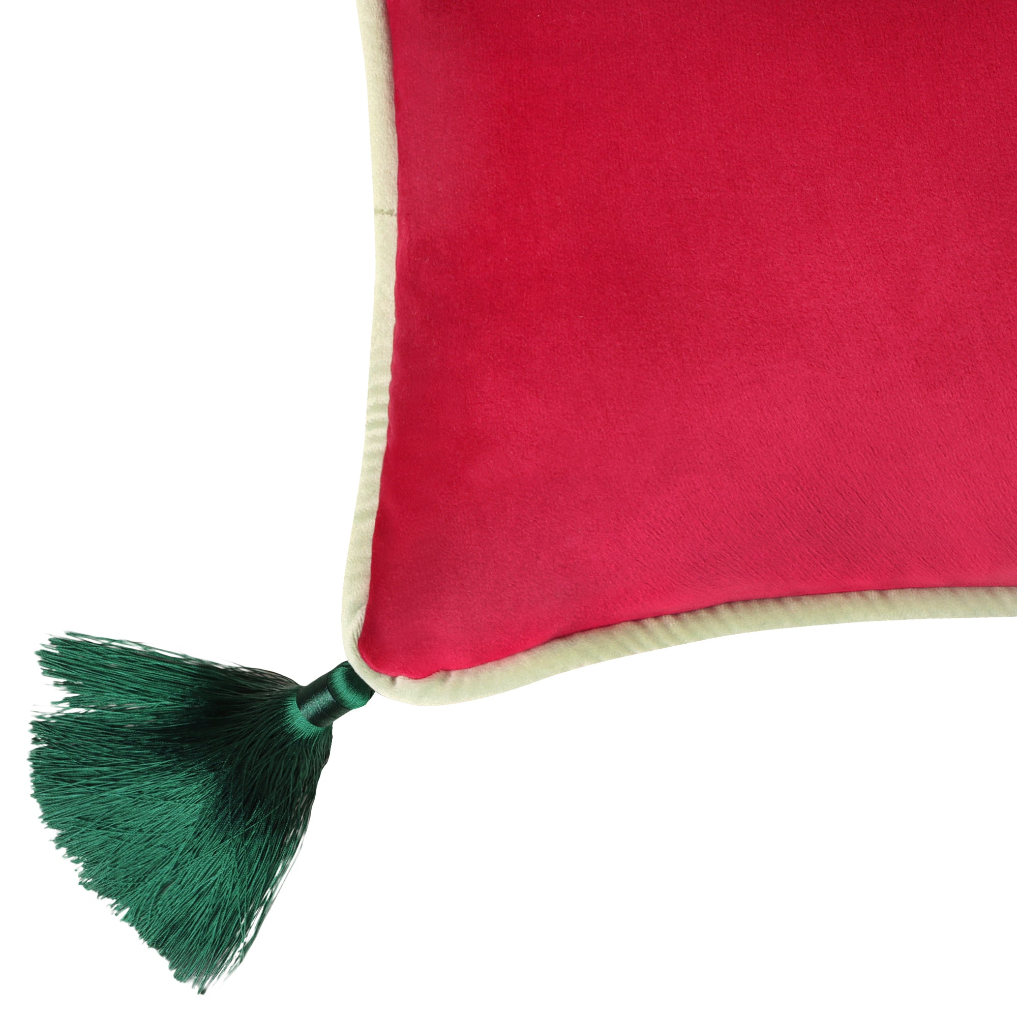 Fuschia Velvet Rectangular Cushion with Tassels