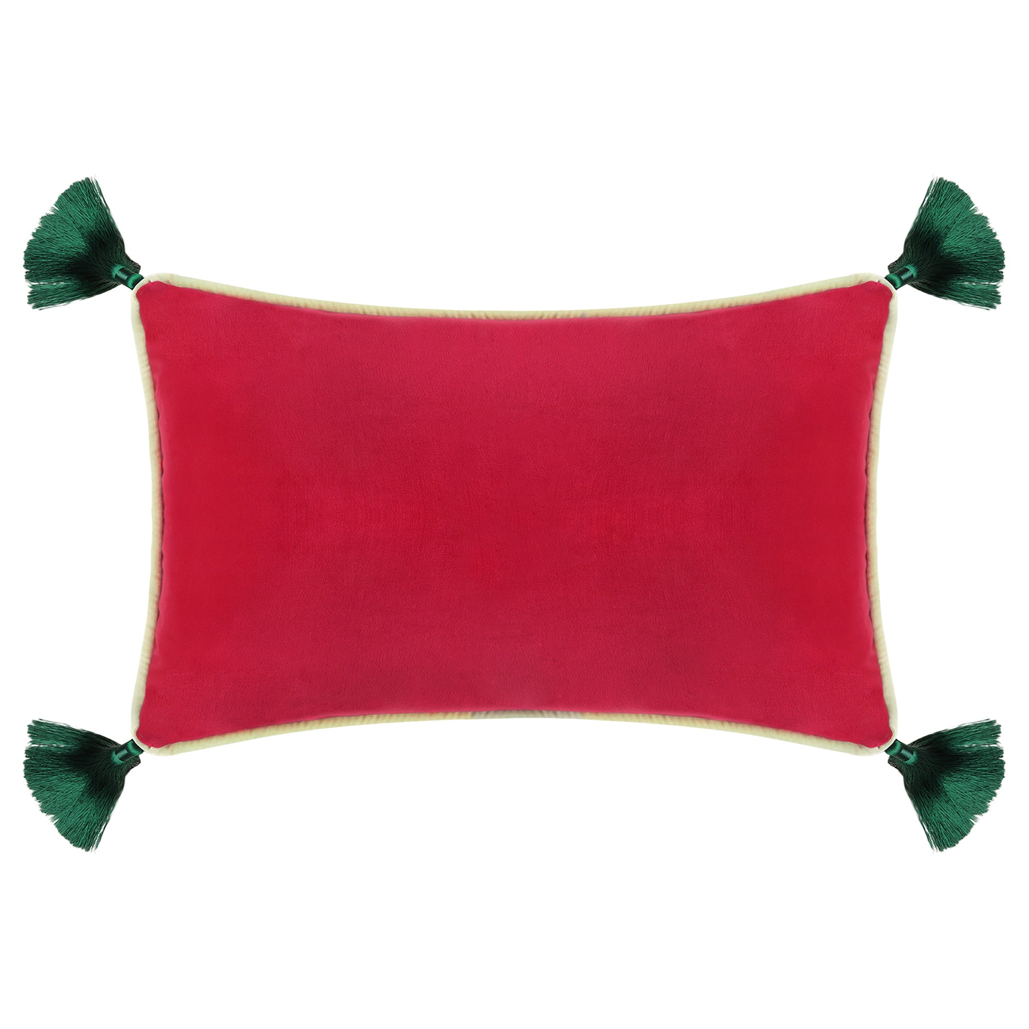 Fuschia Velvet Rectangular Cushion with Tassels