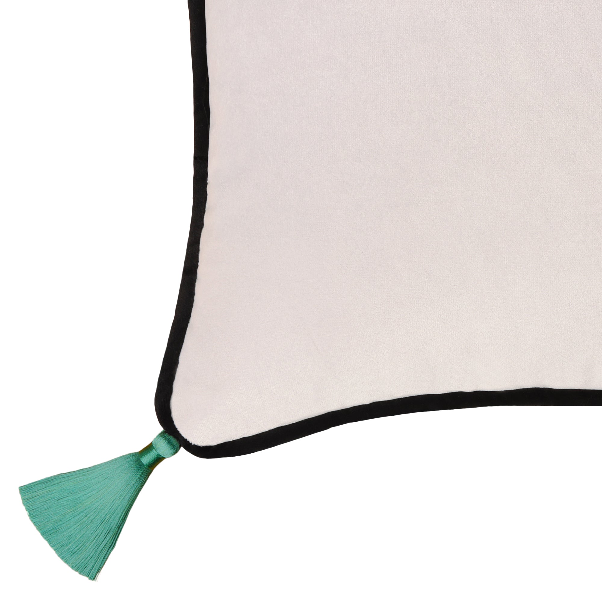 Light Grey Velvet Rectangular Cushion with Tassels