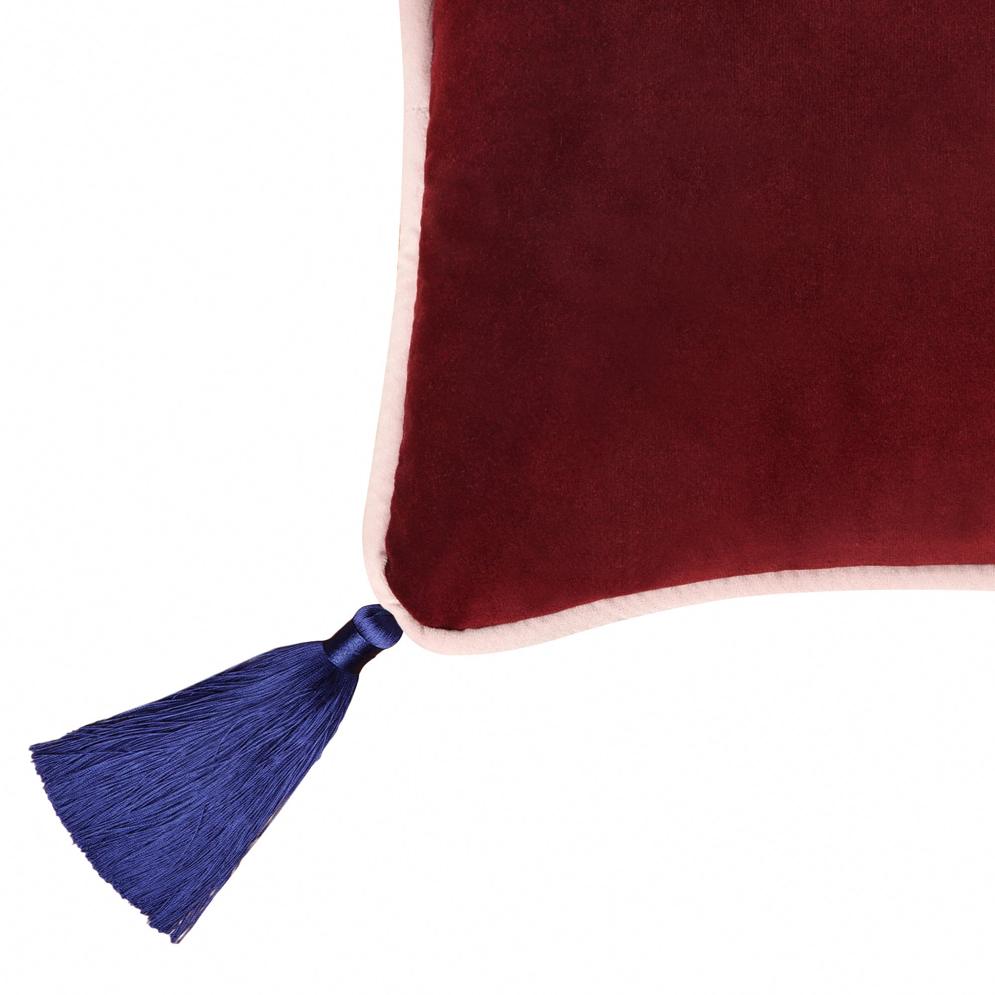 Burgundy Velvet Rectangular Cushion with Tassels