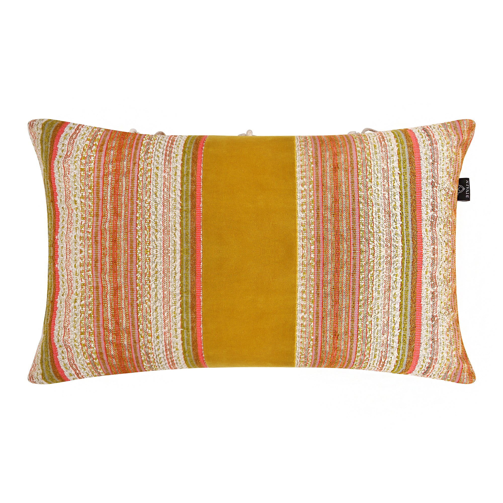 Beldi Mustard Velvet & Cotton Cushion