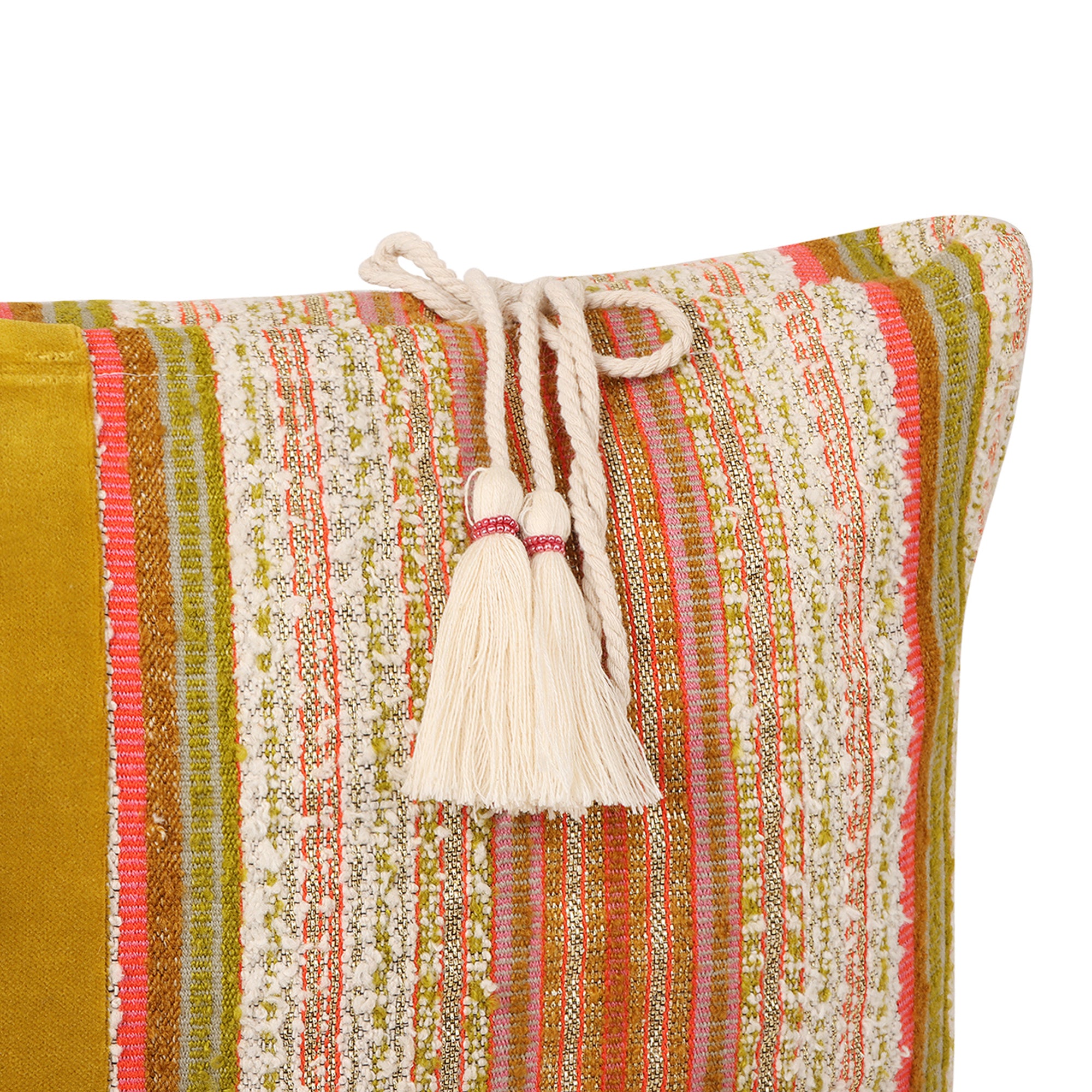 Beldi Mustard Velvet & Cotton Cushion