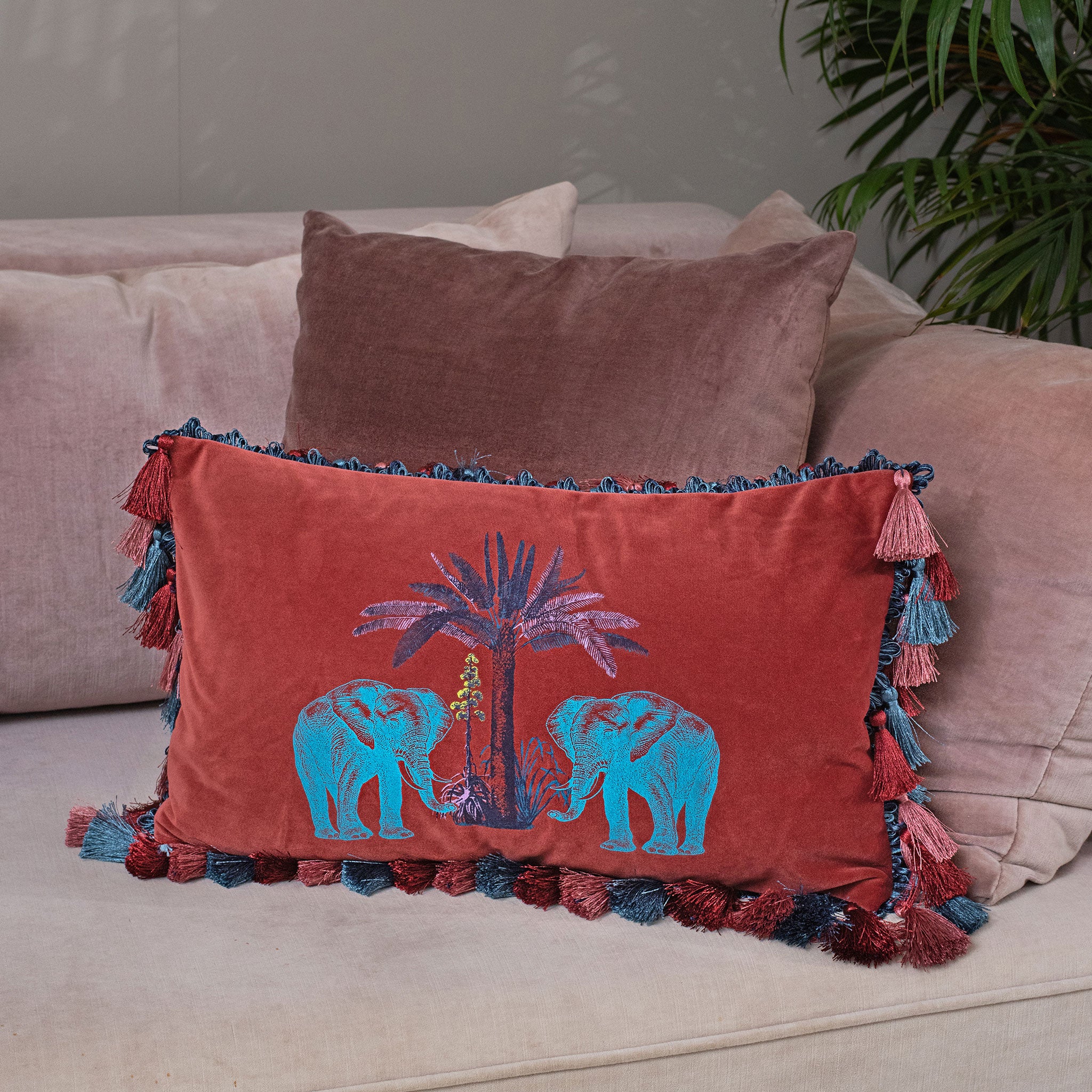 Malabar Coral Velvet Cushion