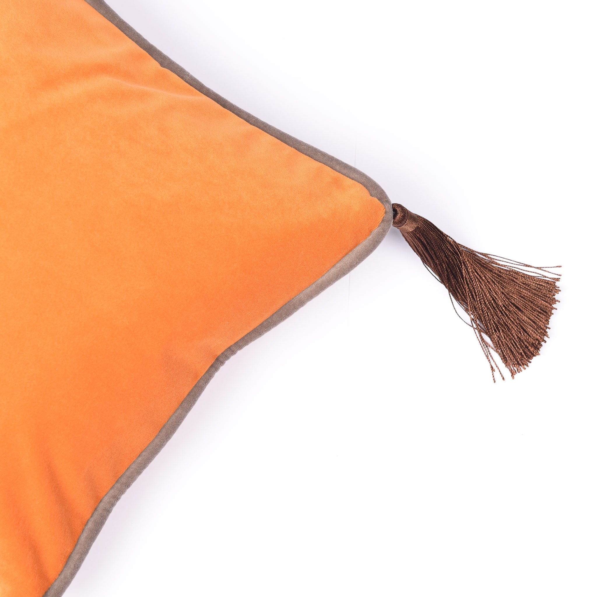 Apricot Orange Velvet Rectangular Cushion with Tassels