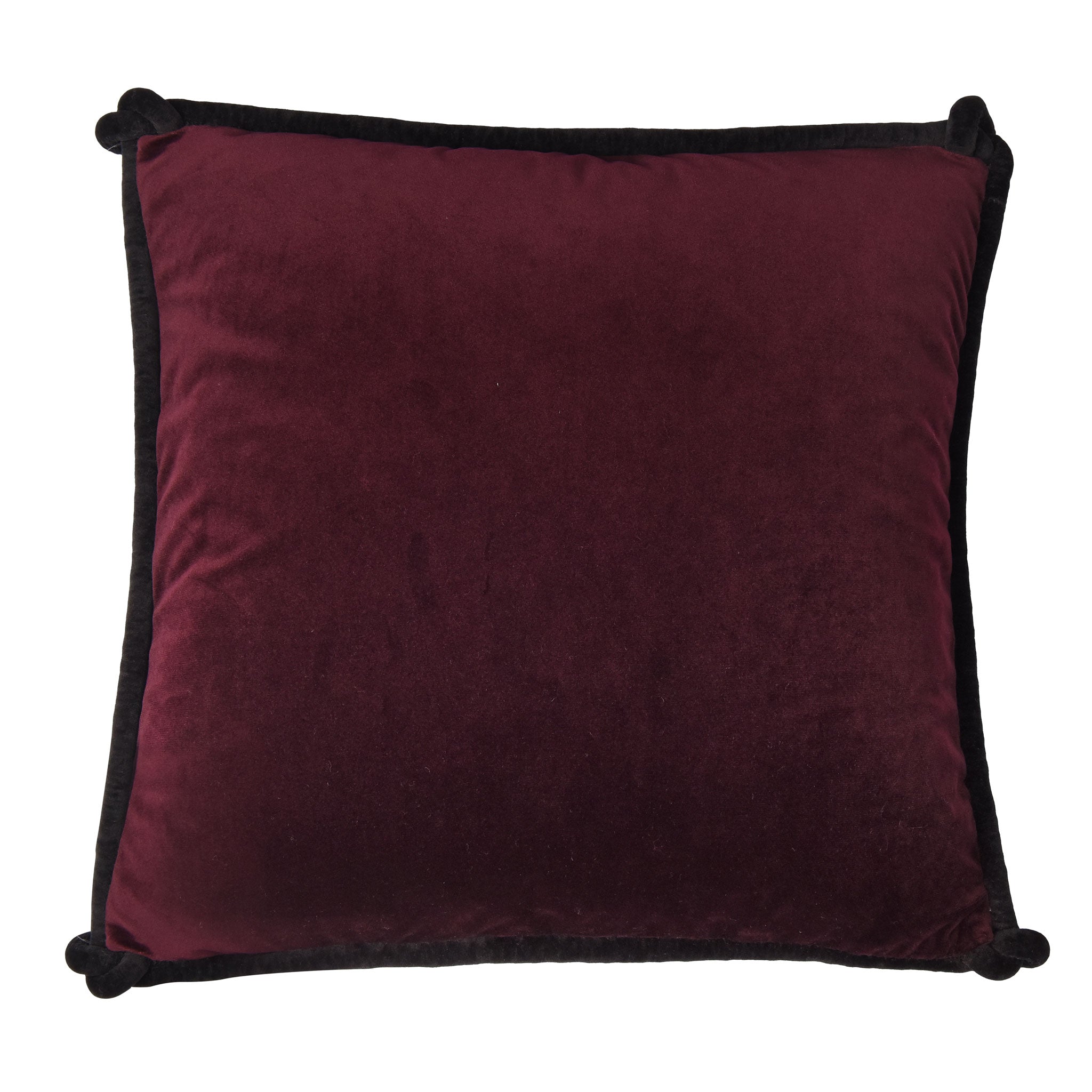 Plum & Grey Velvet Cushion with Black Piping