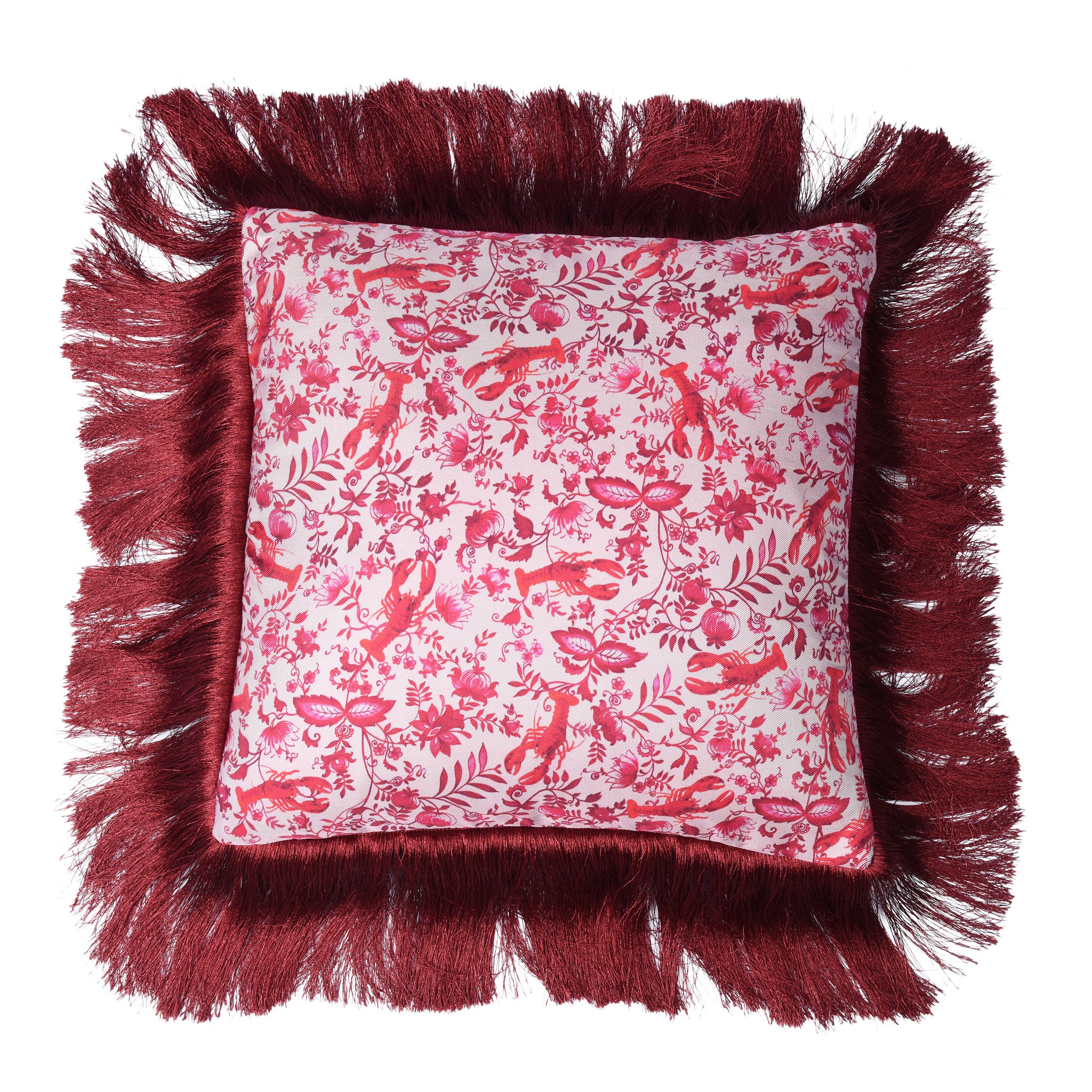 Lobster Chintz Pink Silk Cushion