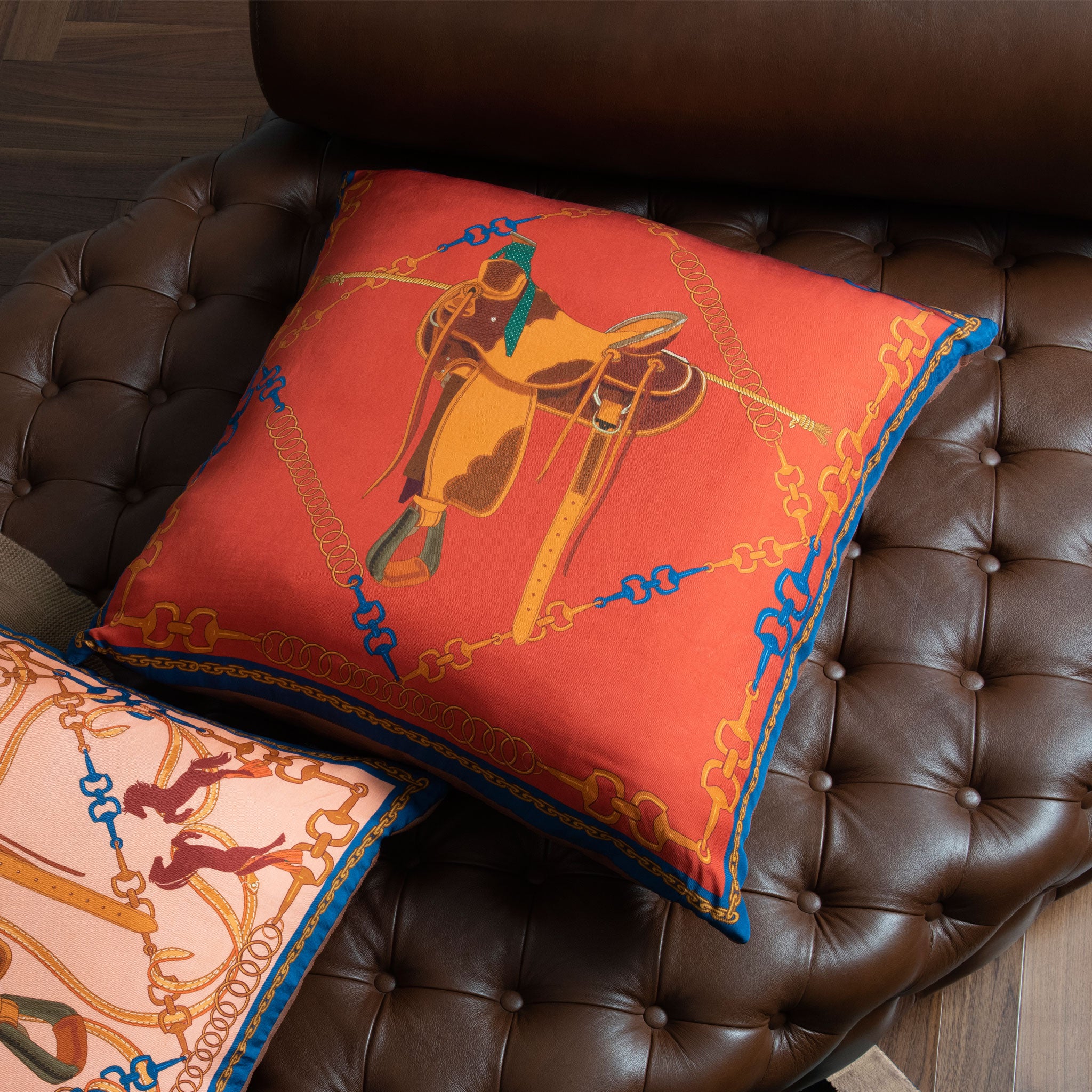 Saddle Silk Cushion Red Large