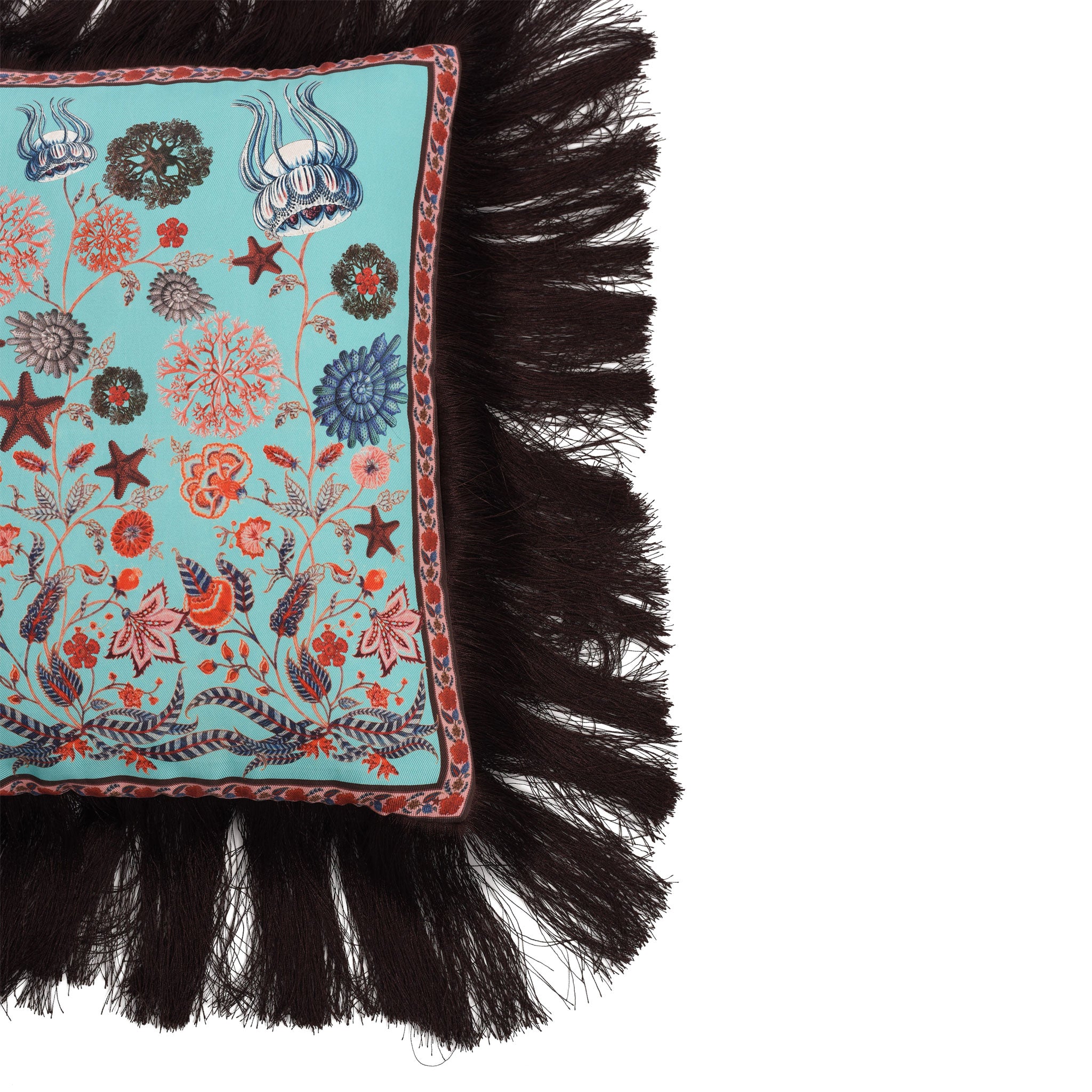 Aqua Chintz Silk Cushion