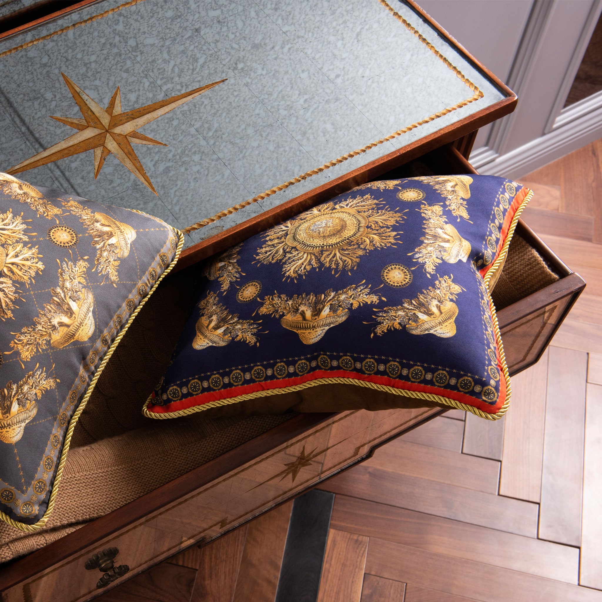 Neptunian Blue Silk Cushion