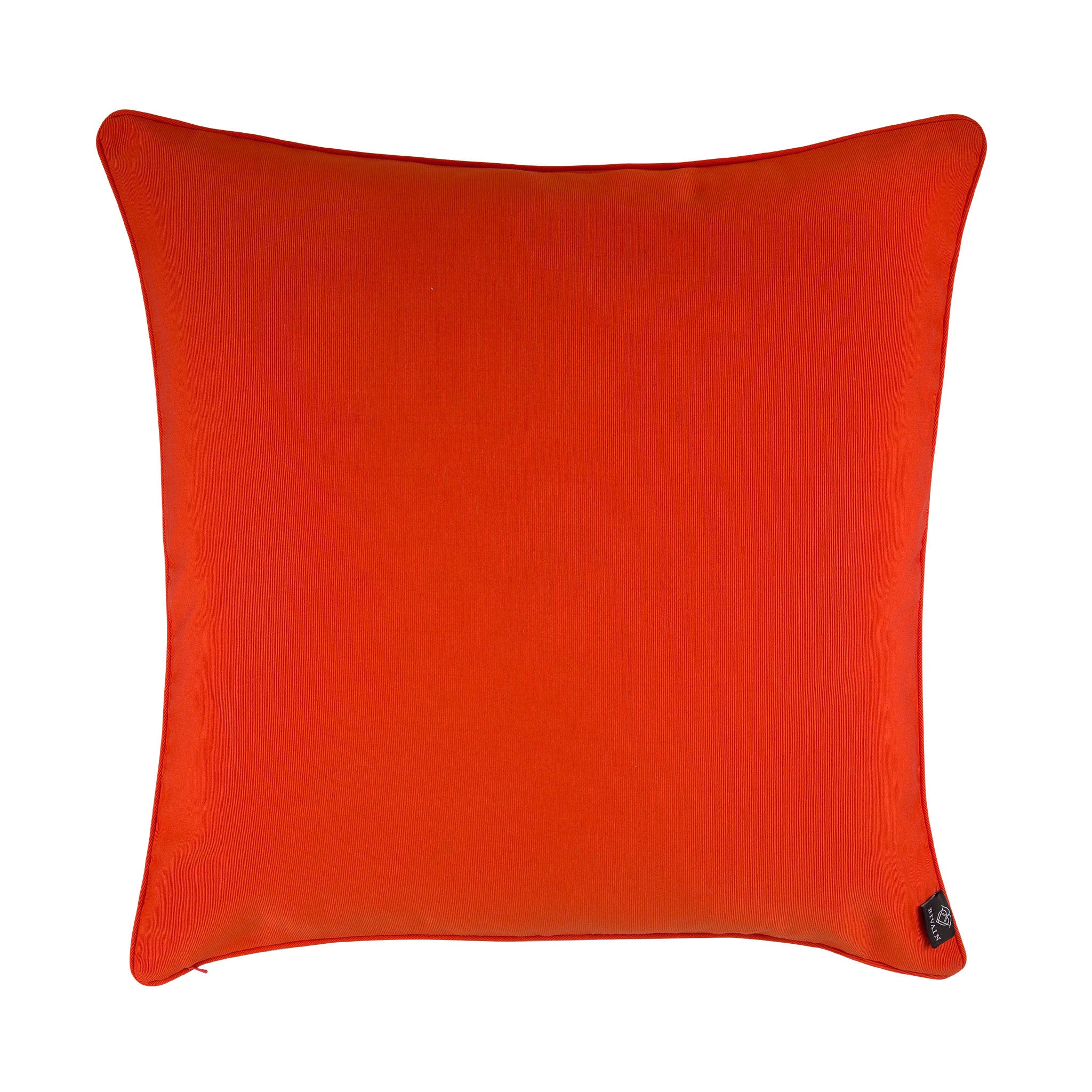Silk twill orange & blue fish print cushion - Bivain - 3