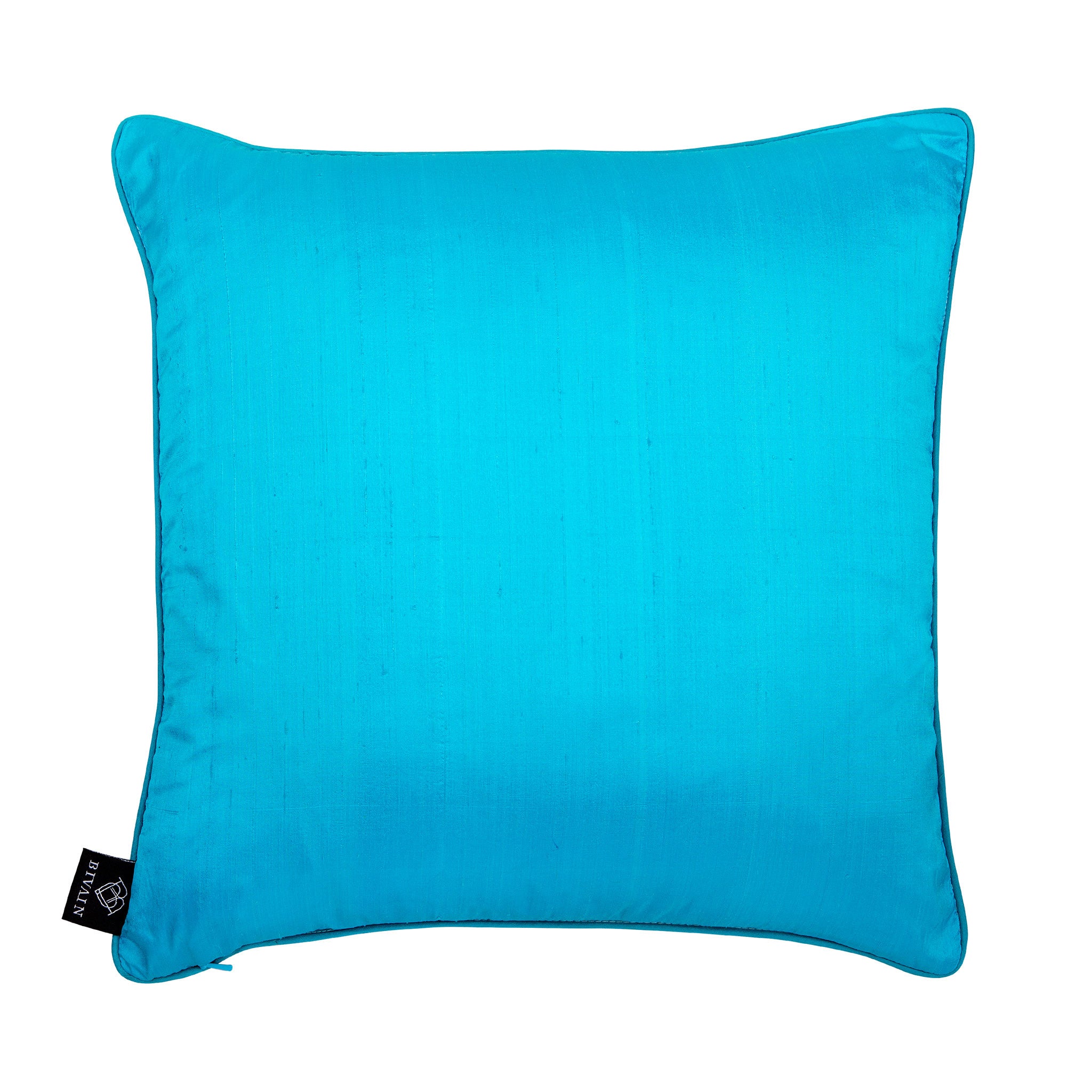 Silk twill orange & blue mosaic print cushion - Bivain - 3