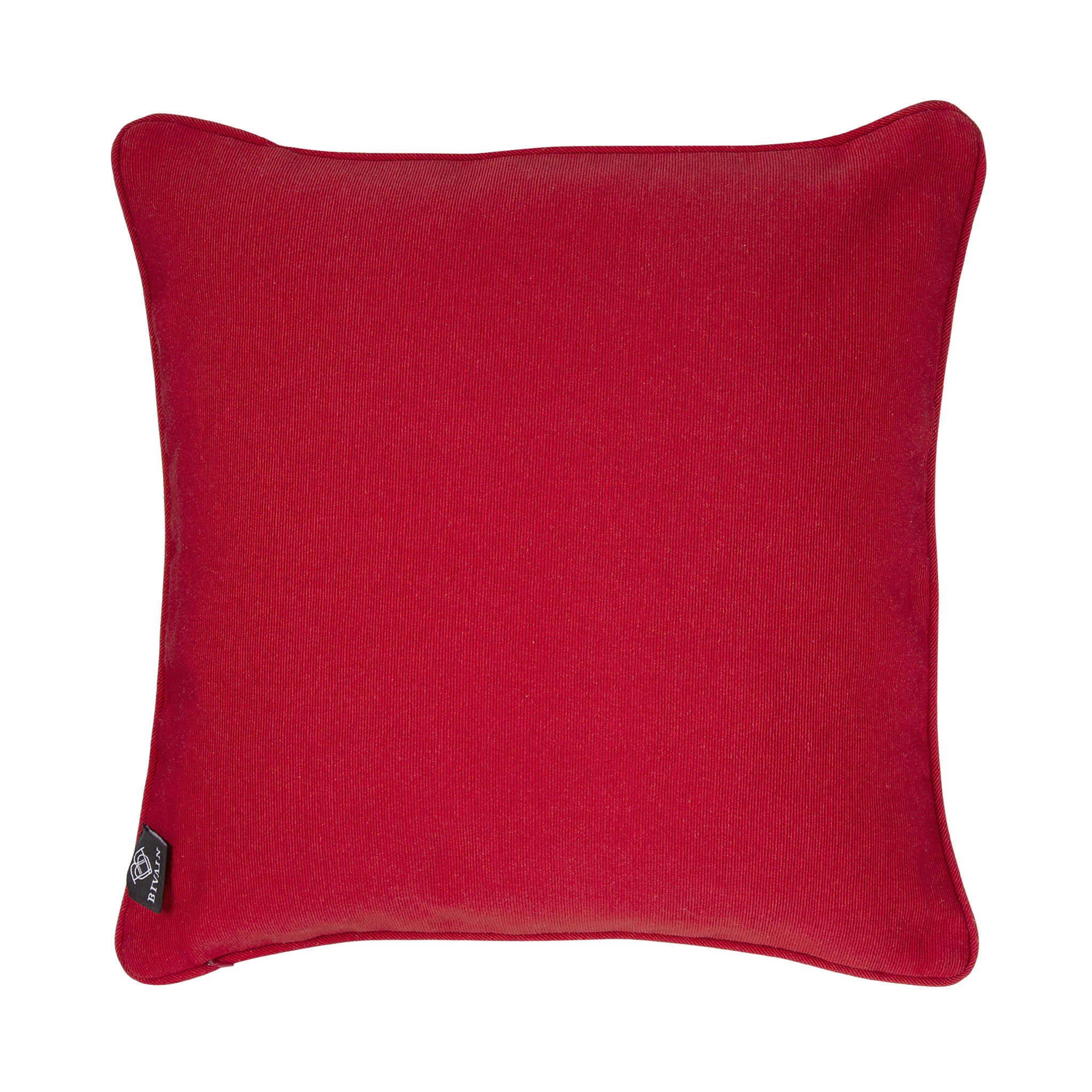 Silk twill blue & red Chinese knot print cushion - Bivain - 3