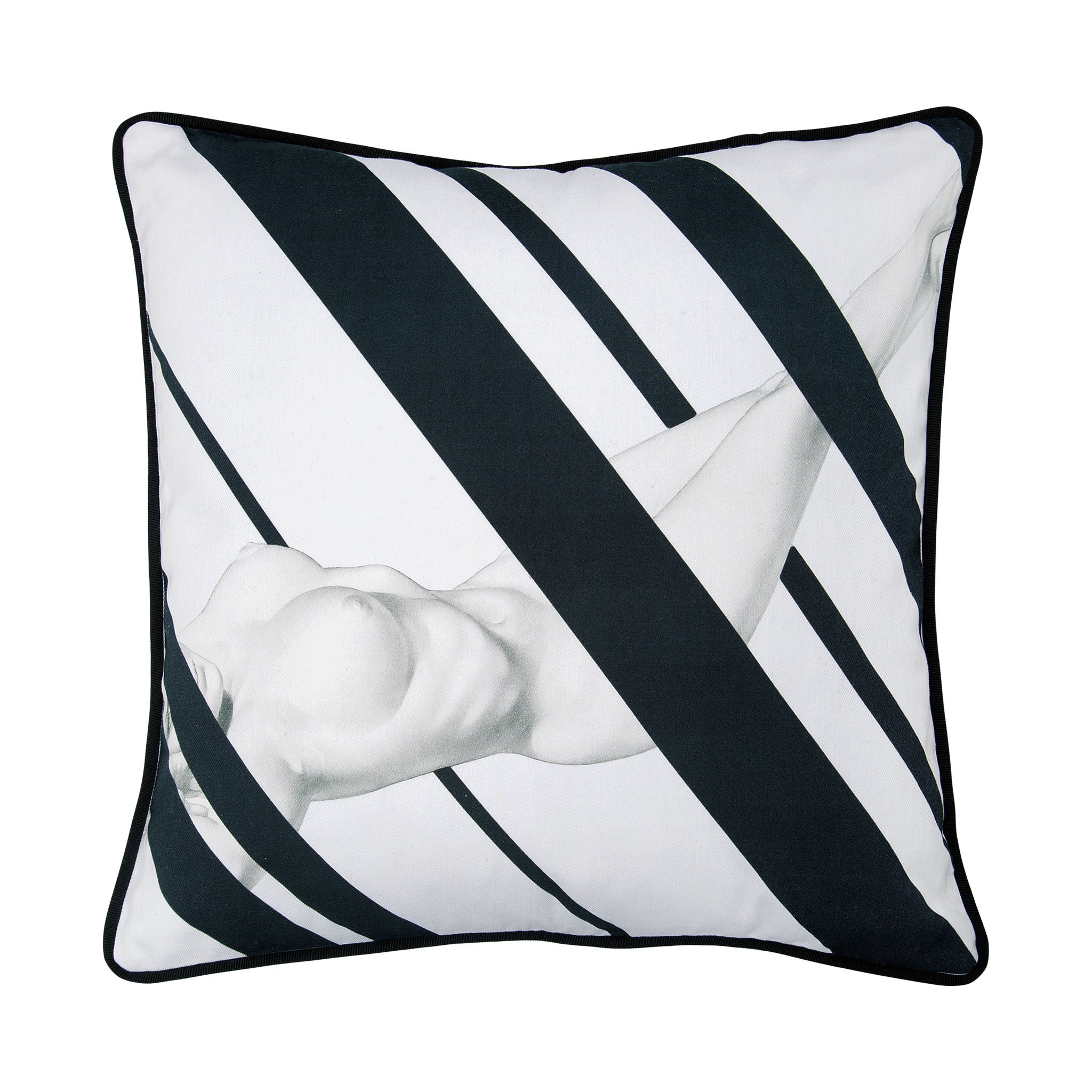 Cotton black & white reclining nude print cushion - Bivain - 1