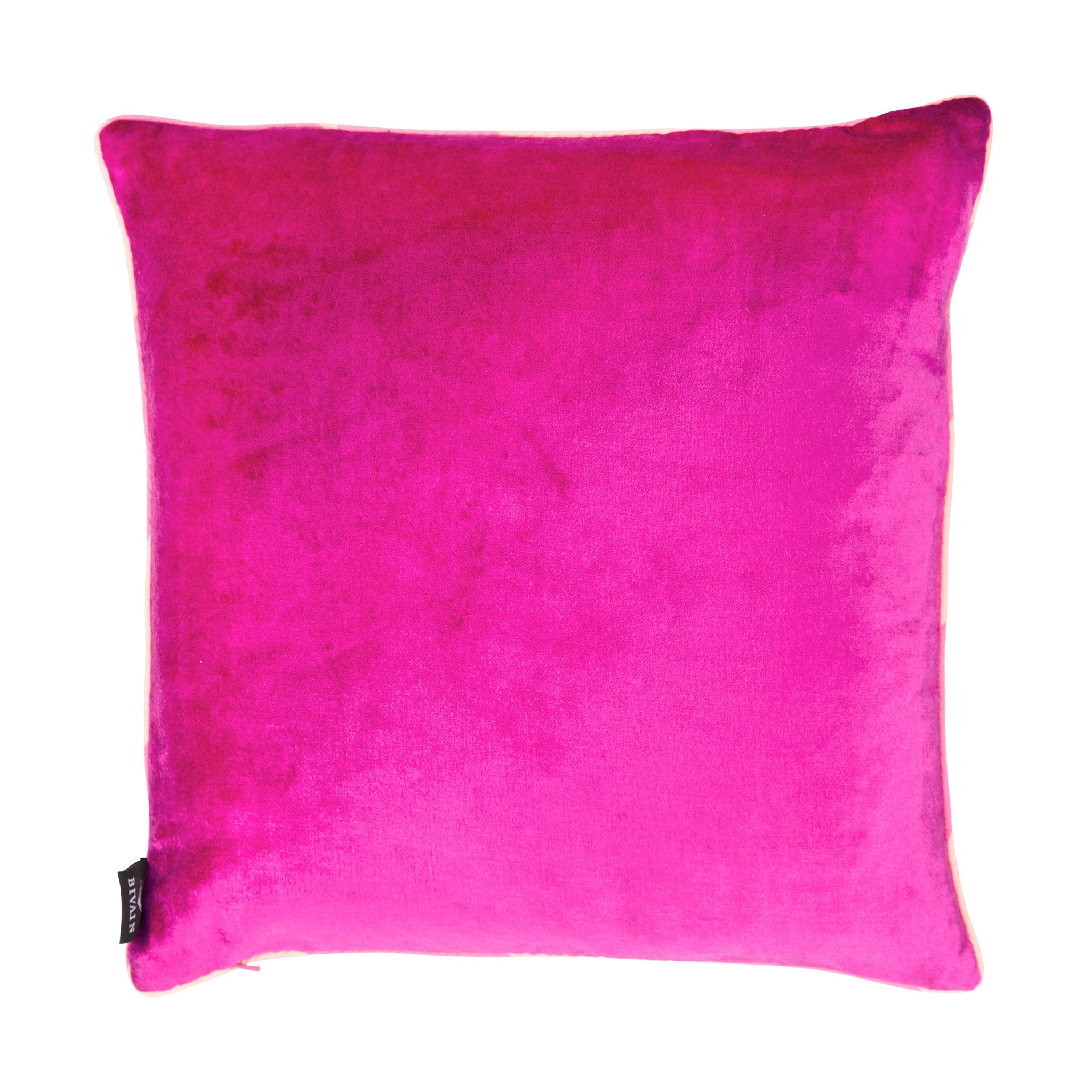 Silk twill and velvet flamingo print cushion - Bivain - 3