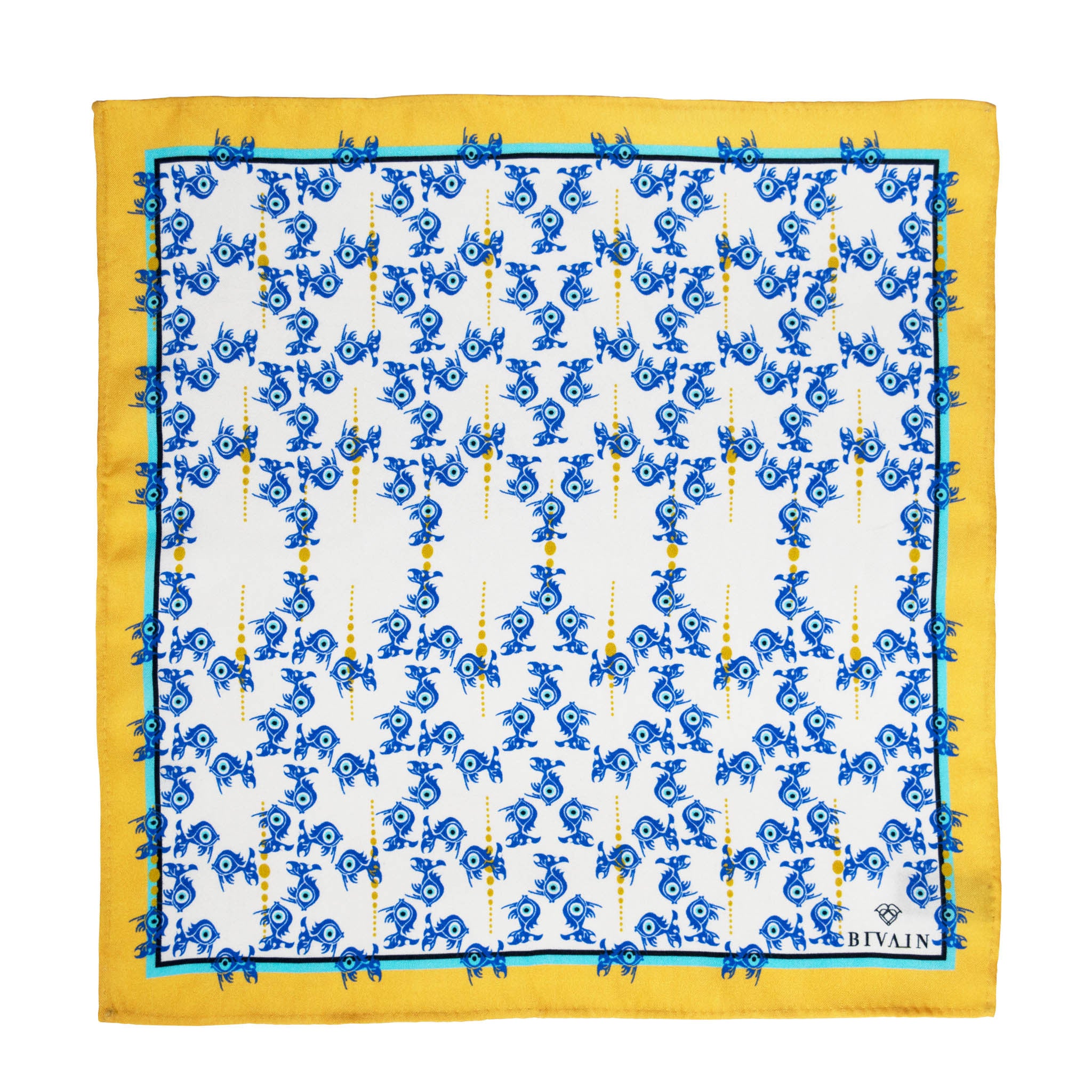Evil Eye Silk Pocket Square, , Bivain