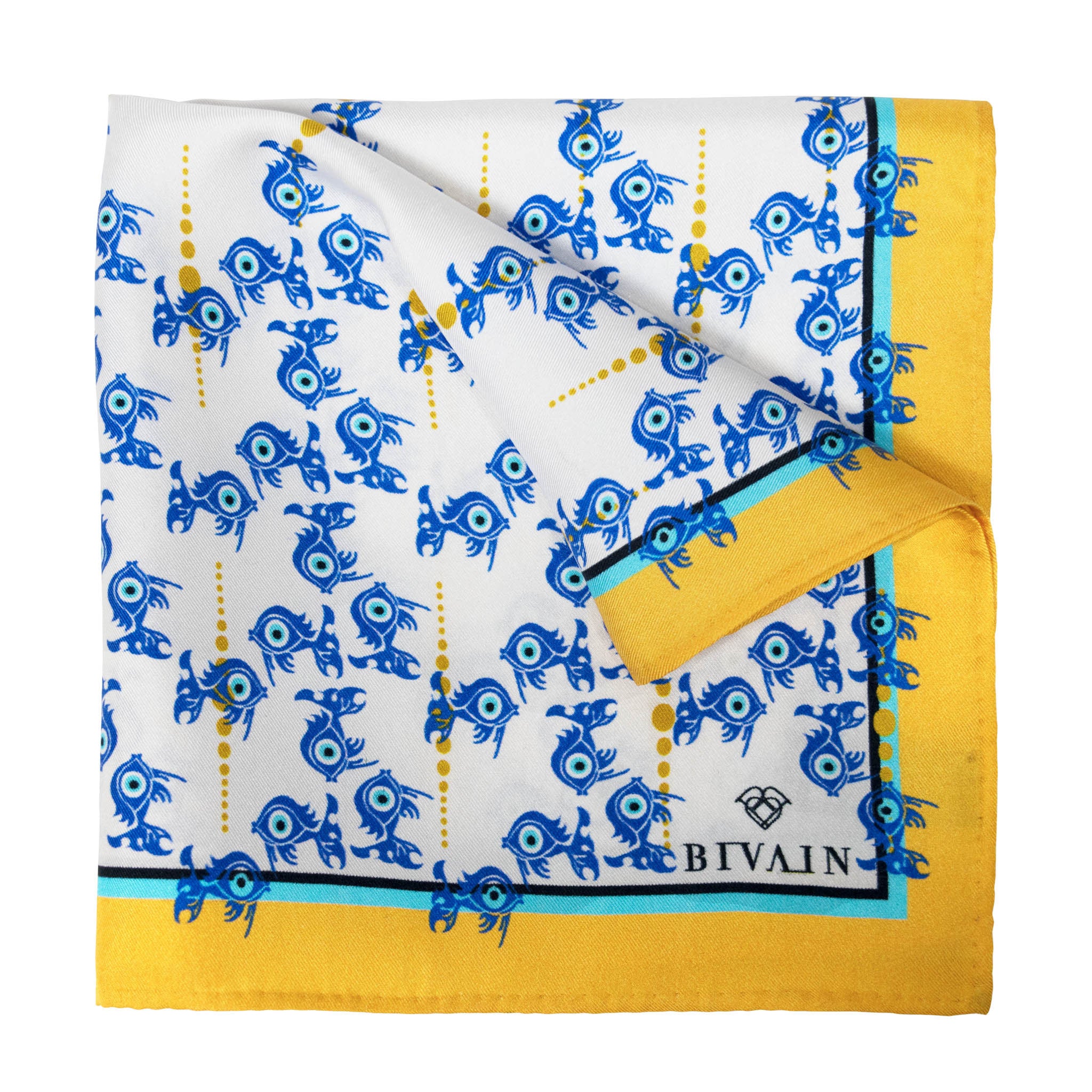 Evil Eye Silk Pocket Square, , Bivain