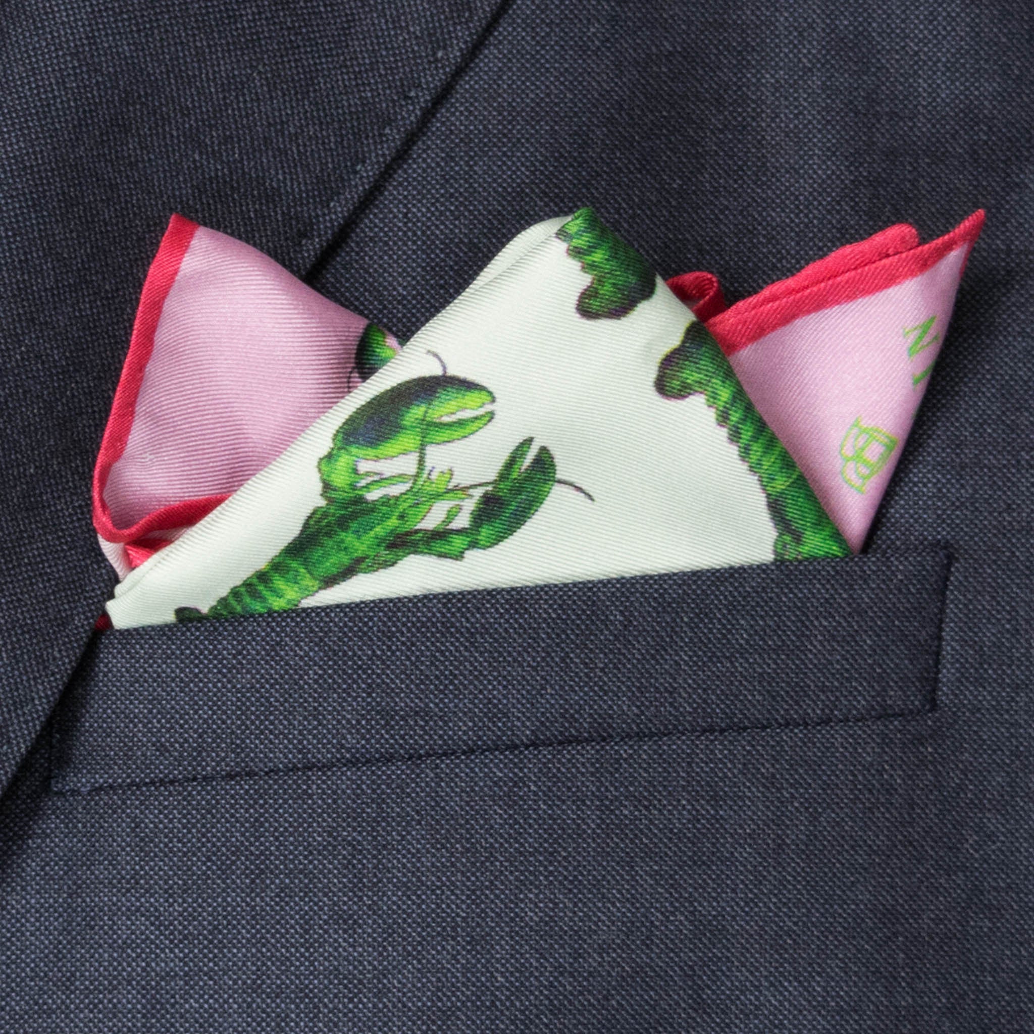 Lobster Silk Pocket Square, , Bivain