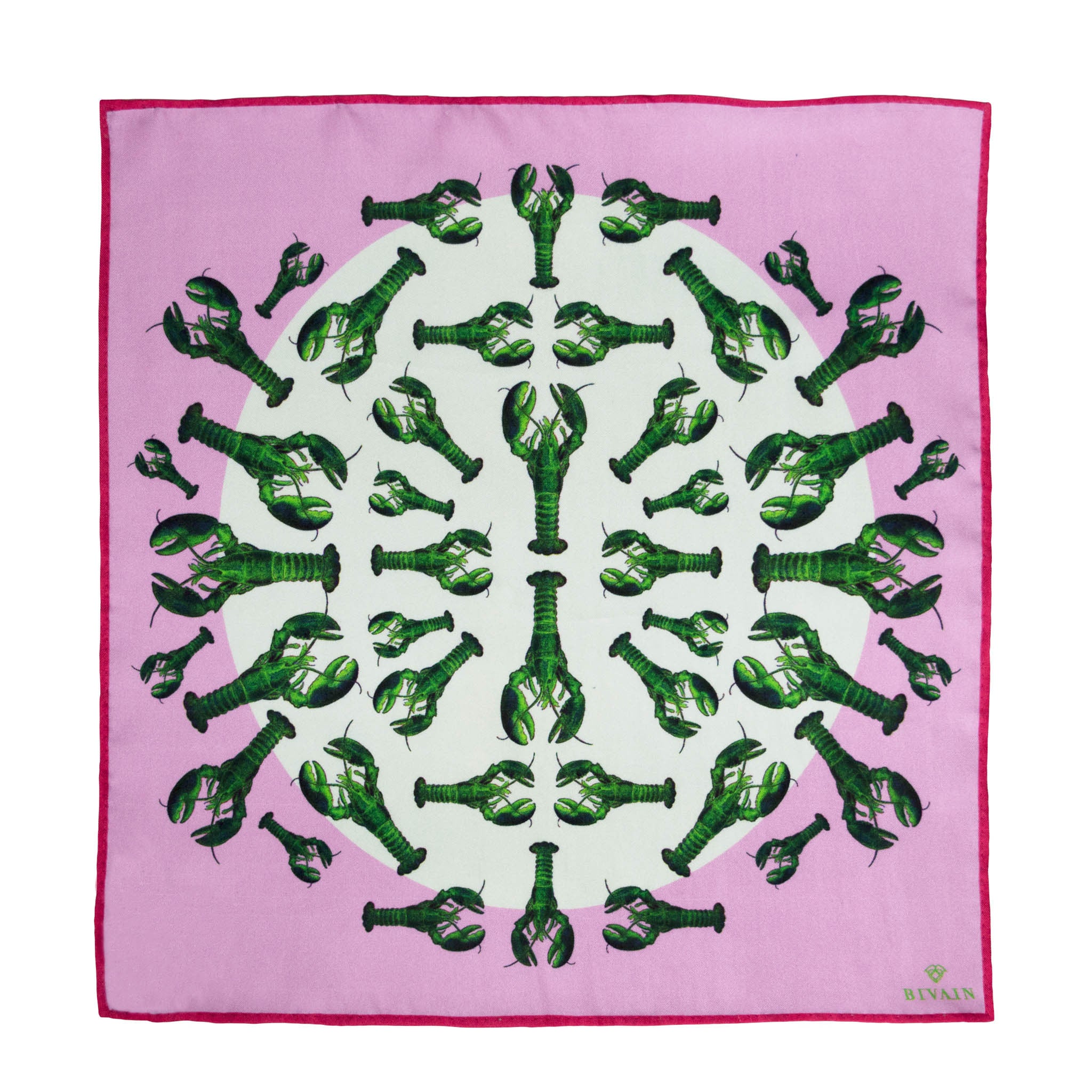 Lobster Silk Pocket Square, , Bivain
