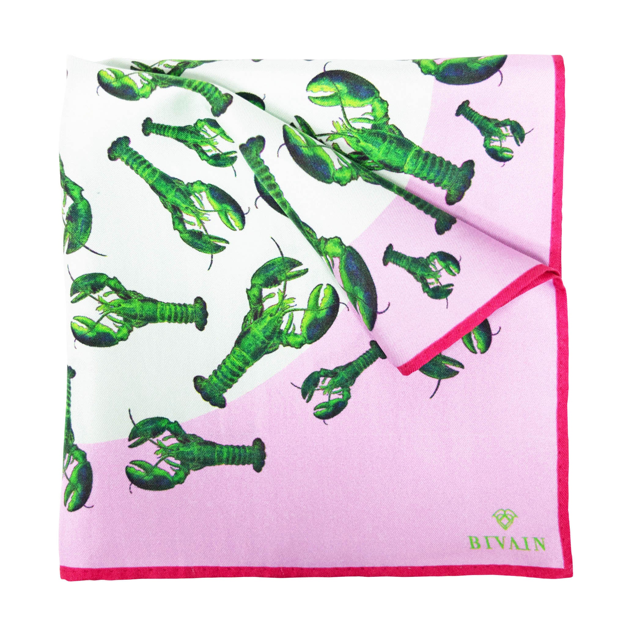 Lobster Silk Pocket Square, , Bivain