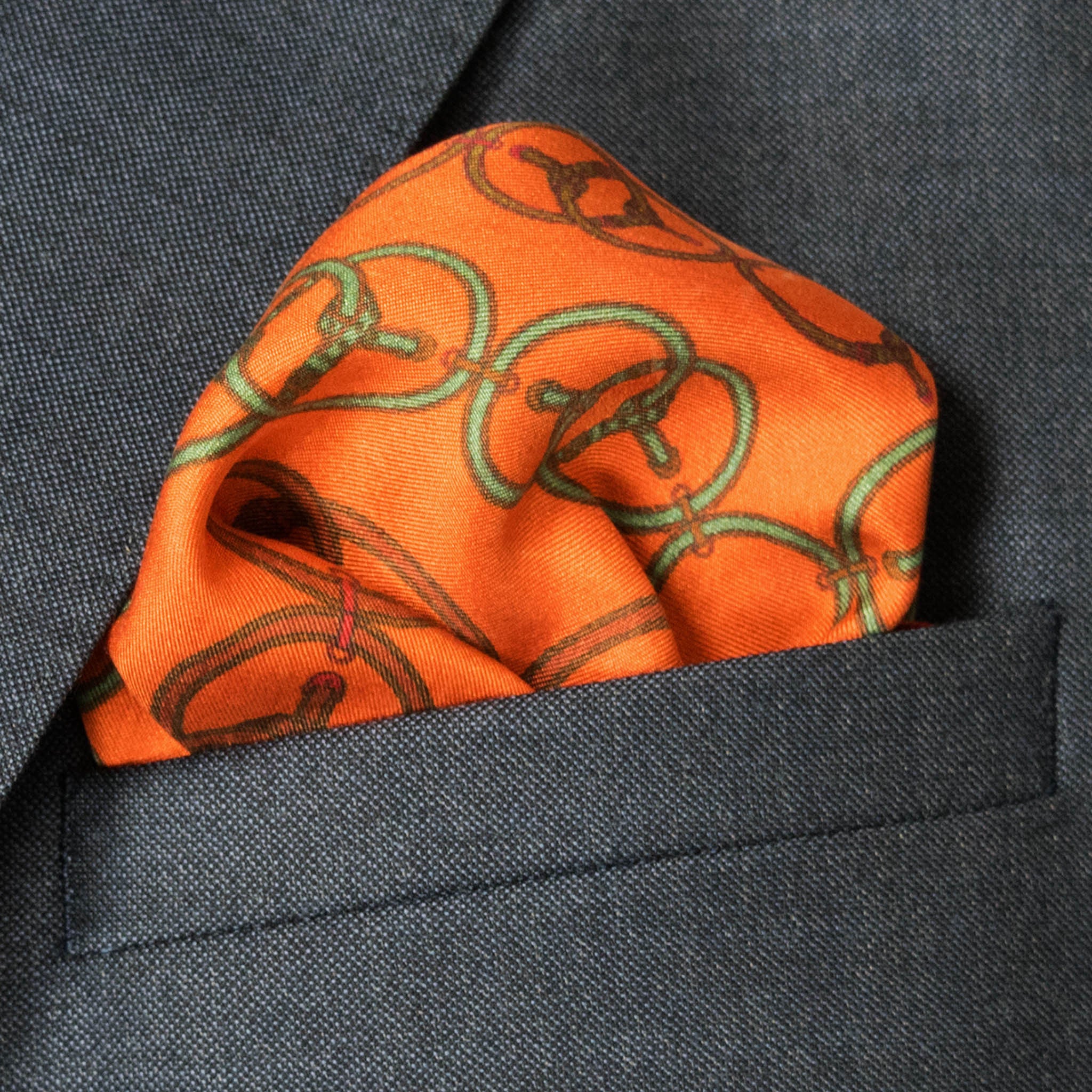 Loops Silk Pocket Square, , Bivain