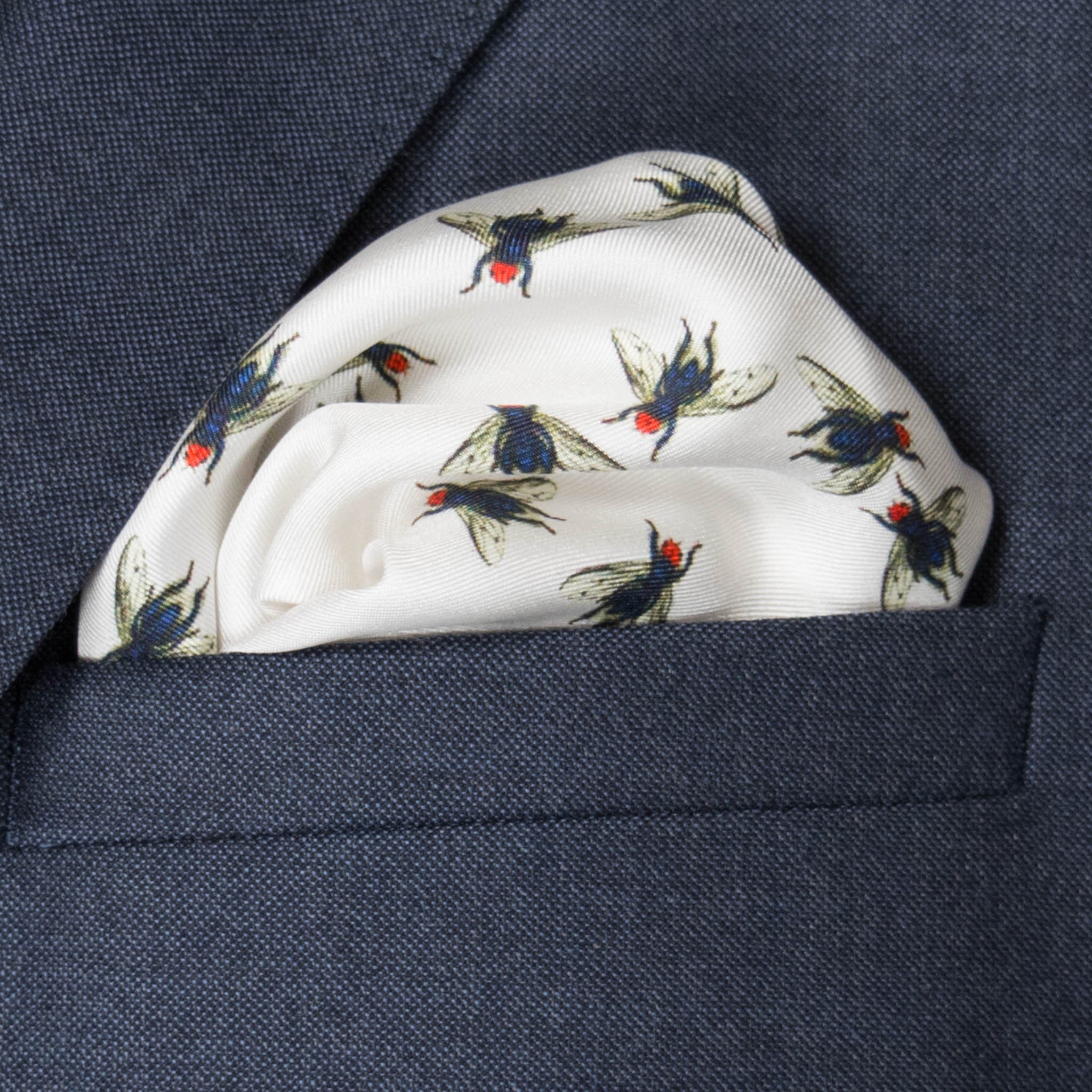 Fly Silk Pocket Square, , Bivain